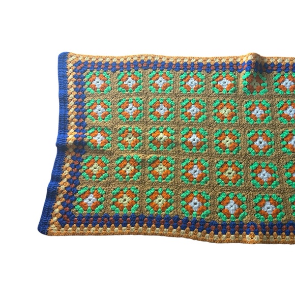 Crochet Granny Squared Throw Blanket Boho Hippie Multi Colored Handcrafted - Picture 8 of 12